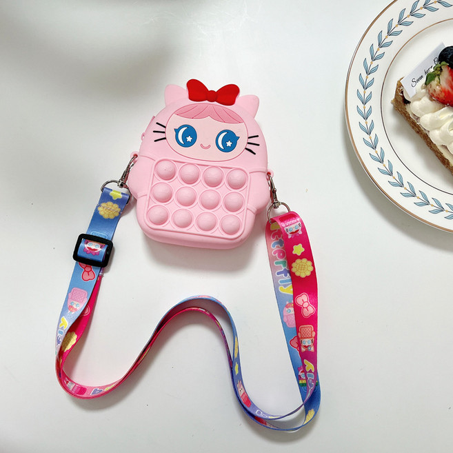 푸쉬팝 버블 가방 필통 팝잇 팝잇노트 뽁뽁이, 1개, 고양이 소녀가방(핑크)