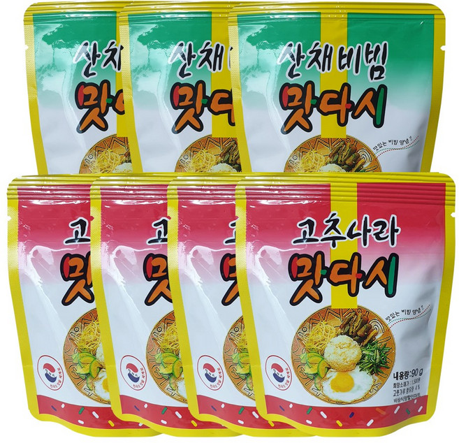 맛다시 7개 (고추나라90g 4개 + 산채비빔90g 3개), 90g