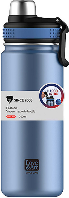 토탈하우스 자전거거치대7.4cm에 꼭맞는 러브앤아트 하루보온병 이중진공 보온보냉 자전거물병 700ml 블루 6794