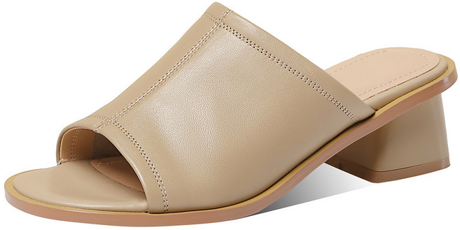 투니스 여성 블록 힐 오픈토 뮬 하이힐 4.5cm