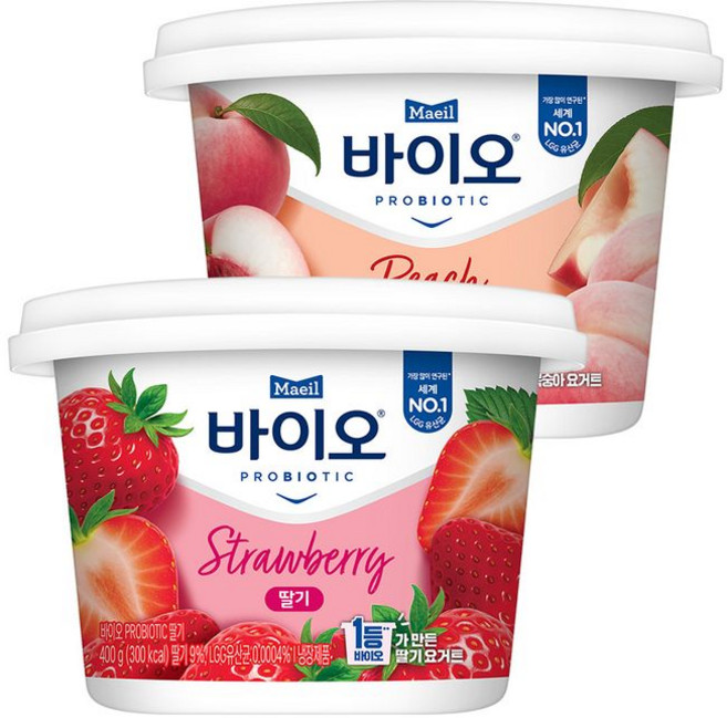 매일 바이오 PROBIOTIC 딸기+복숭아 각 1입, 2개, 400g
