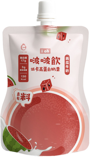 i oh 啵啵飲西瓜牛奶 低卡高蛋白 方便即飲 補充多種維生素 適合各族群, 35g, 1個