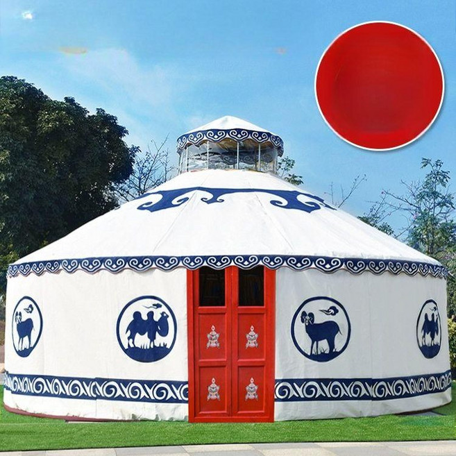 몽골 텐트 초대형 캐노피 포장마차 야외 방풍 돔형, 기본 사용 인원, 1급 두꺼운 지름 12m 100인용