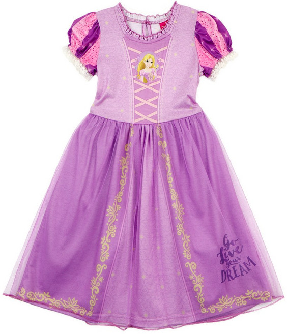 디즈니 공주 원피스 드레스 아동 여아 유아 잠옷 세트 파자마 파티 실내복 라푼젤신형_반팔