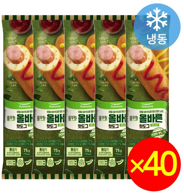 풀무원 올바른 핫도그, 75g, 40개