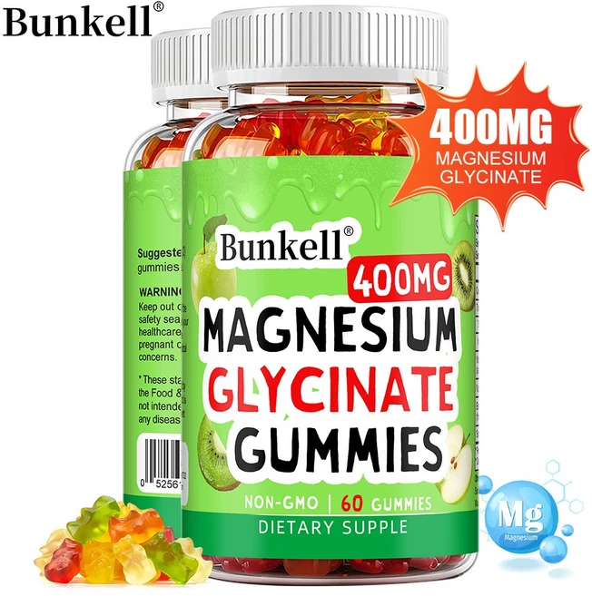 마그네슘 글리신젤리 400mg - 어린이 청소년 성인을 위한 흡수율 - 비타민 B6와 비타민 D3 함유 - 글루텐 프리 채식주의자용, 1개, 60회분 - 쿠팡