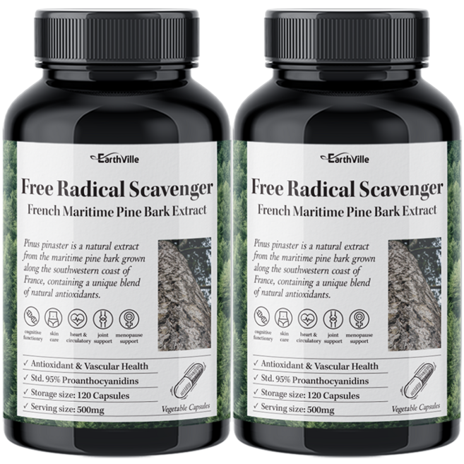 어스빌 프랑스해안송소나무껍질 500mg 프로안토시아니딘 안토시아닌 폴리페놀, 120정, 2개