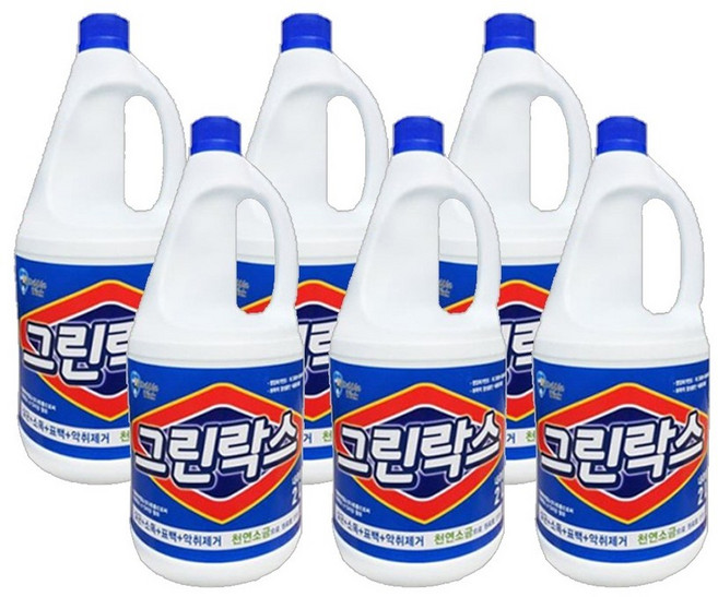 그린락스 흰옷표백 악취제거 곰팡이제거 욕실 2Lx6개입, 2L