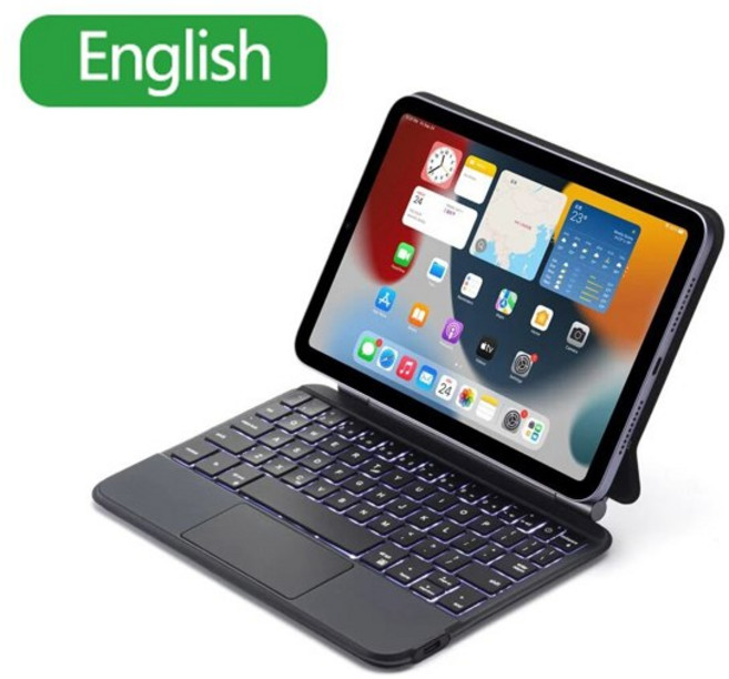 호환 GOOJODOQ iPad Mini 6용 매직 키보드 케이스 6세대 플로팅 캔틸레버 스탠드 iPad Mini 6용 멀티 터치 트랙패드, [01] English Black