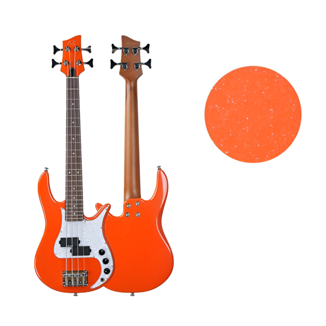 전문가셋업 MINI GROOVE T 미니 베이스 기타 33인치 숏스케일 로스티드 메이플 (풀패키지), 1개, 메탈 오렌지, MGT