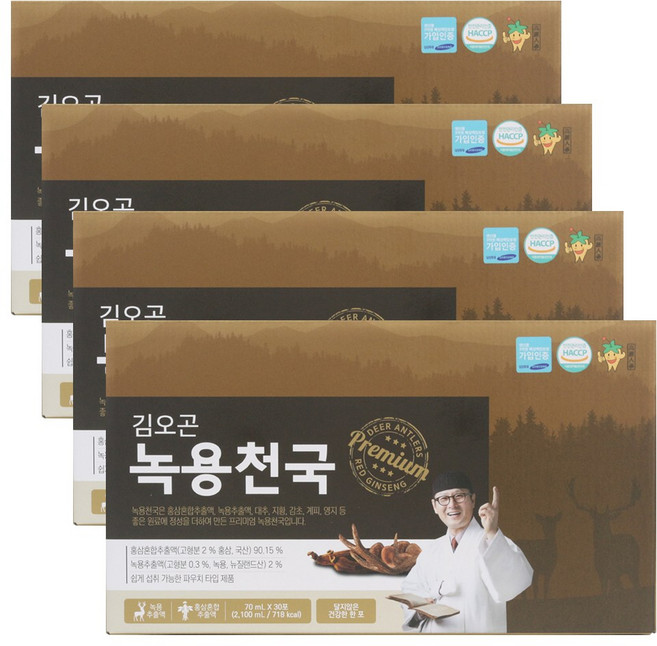 주원생활건강 김오곤 녹용천국 홍삼 녹용 홍삼보력, 4개, 2.1L