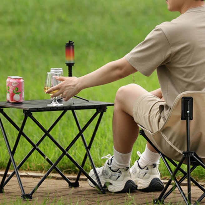 한켠에온 쉬운 조립 접이식 미니 캠핑 테이블, 블랙