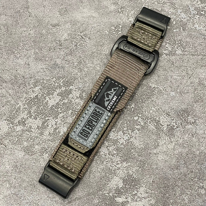 GEAR-D4 尼龍魔鬼氈錶帶 適用於 Garmin FENIX 8 7 6 965 955 945 epix 系列, 棕色,26mm, 1個