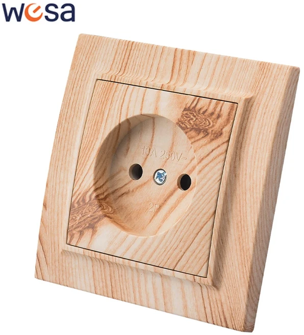 쿠쿠스토어 WESA 프랑스 목재 스프레이 페인트 벽 내장 소켓 플러그 전원 접지 난연성 플라스틱 콘센트, 06 1 Socket Not Ground, 01 FR
