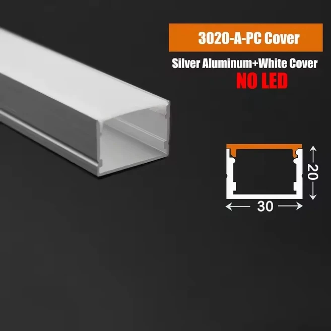 U/YW 스타일 LED 알루미늄 프로파일 초슬림 캐비닛 조명 밀키 PC 확산 채널 매입형 책장 옷장 선형 스트립, 06, 0.5mx1pcs, 1개