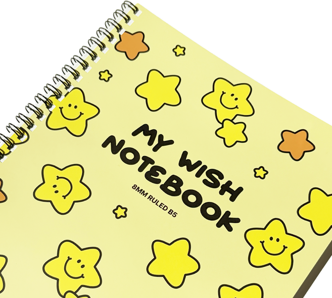 포포샵 8mm 라인 스프링 노트 4종세트, 1세트, 옐로우 스타