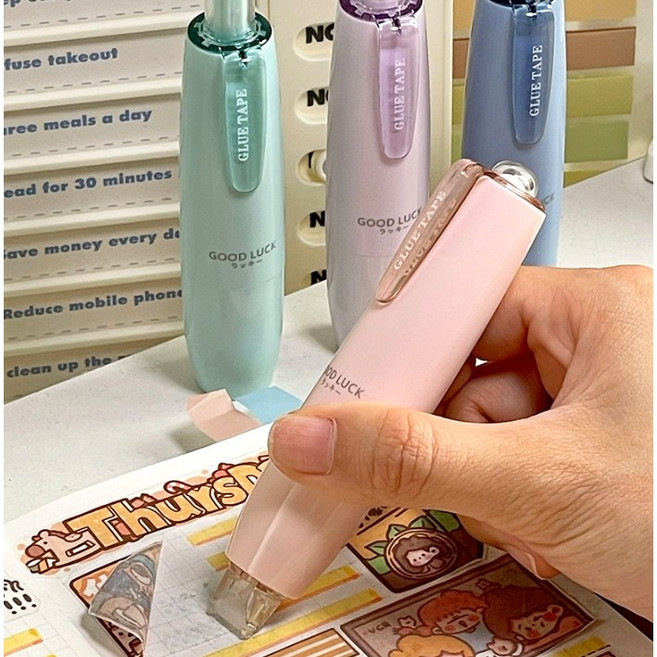 풀테이프 양면테이프 360도 회전 테이프풀 글루테이, 1세트, 핑크+블루