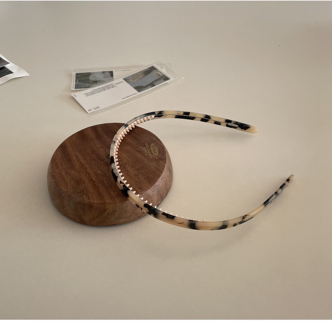 프랑스핀 마블 호피 셀룰로오스 바렛 얇은 헤어밴드 기본 슬림 머리띠