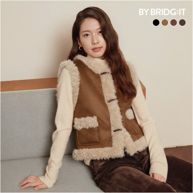 [바이브리짓] ○ 25FW 컬링 호주산 양모100 무스탕 베스트