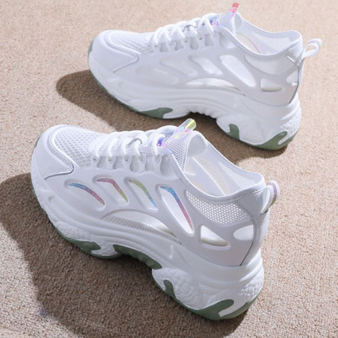 FANSYLI 여성용 키높이 운동화 여름 통굽 메쉬 통기성 크레킹화 스니커즈 여자 발편한 패션 샌들 런닝화 X2505M22