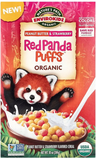 Nature's Path Envirokidz 유기농 Red Panda Puffs™ 시리얼 땅콩 버터 딸기 284g(10oz) Path (네이처스 패스), Nature's Path 네이처스 패스 Organic - 쿠팡