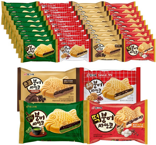빙그레 붕어싸만코 4종 (떡10 호두10 초코10 말차10)