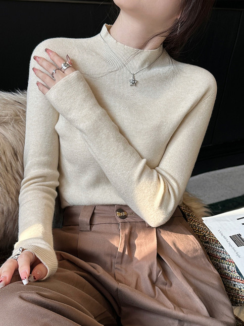 羊毛針織高領打底衫女冬季毛衣上衣