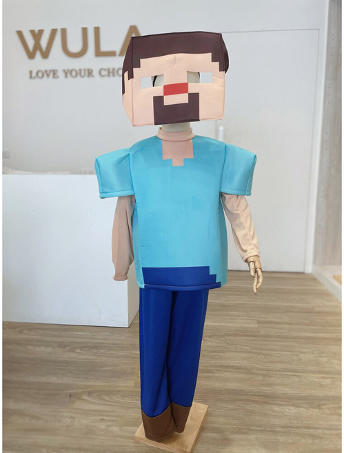 WULA 烏拉 當個創世神 Minecraft 史蒂夫 Steve 衣服 苦力怕 Creeper 兒童 cosplay 服飾