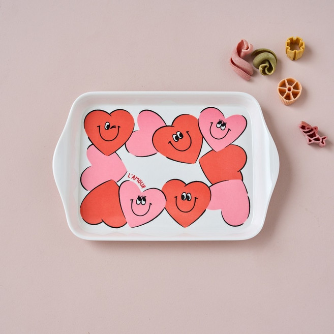 모던하우스 러브투게더 멜라민 핸들사각접시 러브 PL0125037, 1개, 단품