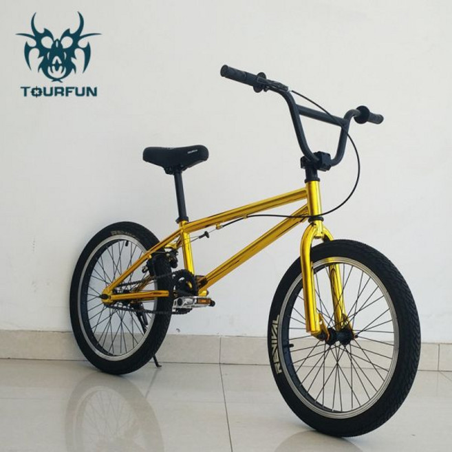 묘기자전거 20 인치 bmx BMX 성인 익스트림 스포츠 자전거 스턴트 등반 멋진 자전거, 골드 플래티넘 업그레이드, cm, 1개
