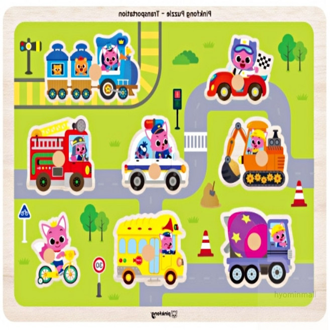 SM 8가지 교통 퍼즐 창의력퍼즐 아기꼭지퍼즐, 1개, 8피스