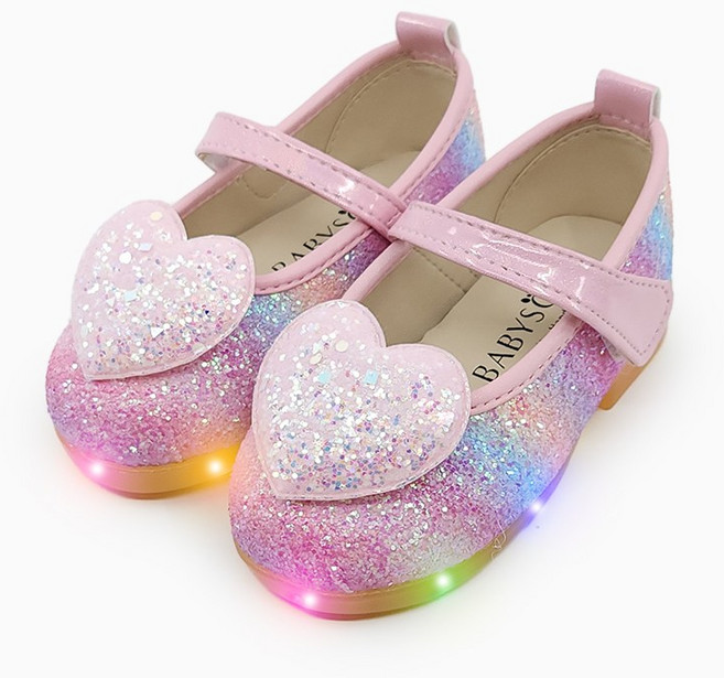베이비솔 클로이하트 글리터 LED구두