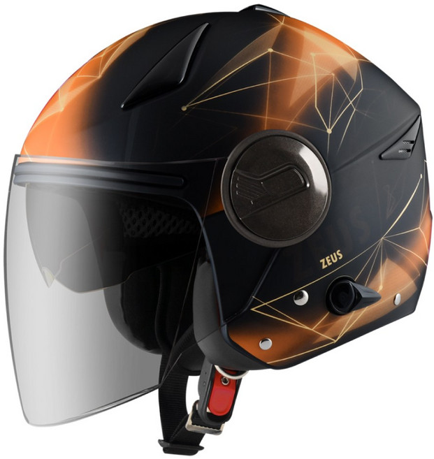ZEUS ZS 612A AD18 內墨鏡 兩段通風 防水設計 全可拆 3/4罩 安全帽, 消光黑橘