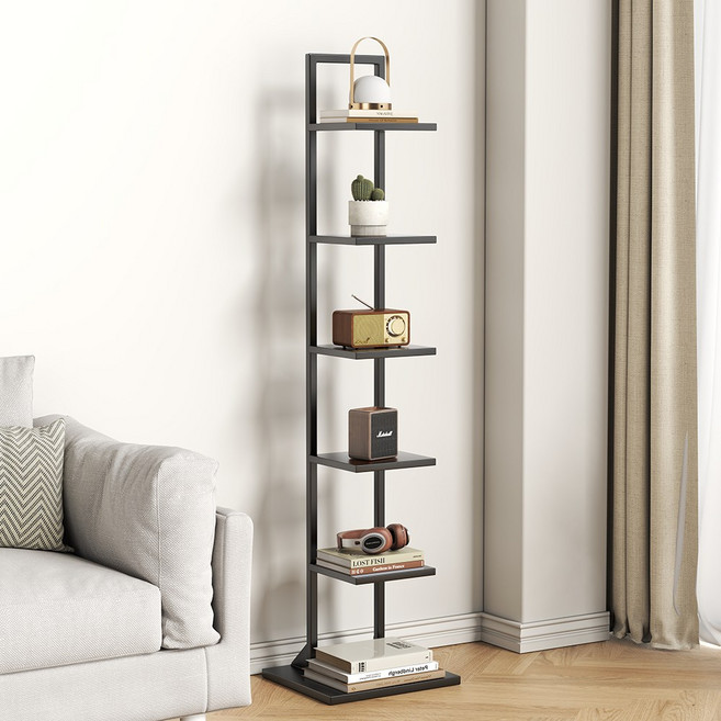 소하임 인테리어 스탠딩 선반, 올블랙, 6단