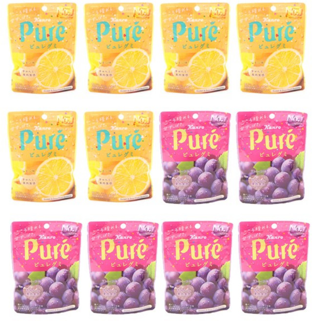 이호 편의점 간식 배달 있는 일본 과일 젤리 포도 레몬 젤리 농축레몬 포도 과즙, 12개, 56g