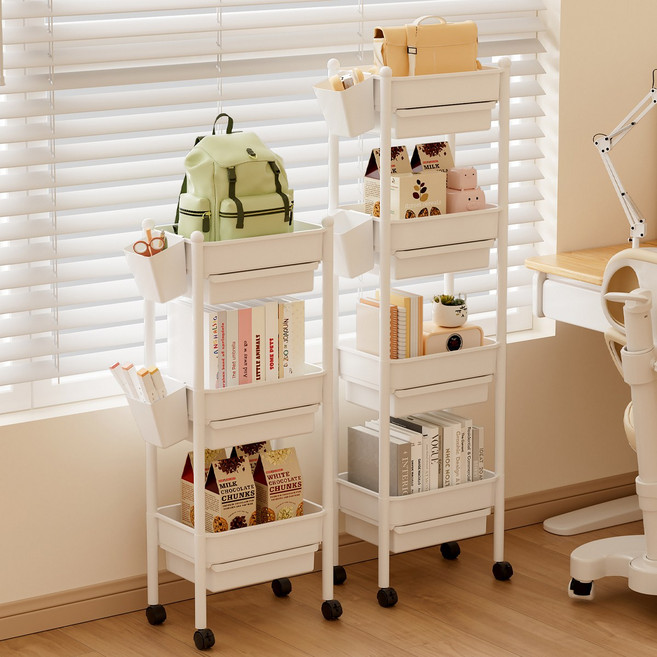 웜모먼트 이동식 멀티 수납 트롤리 다용도 정리함, 4단, 화이트