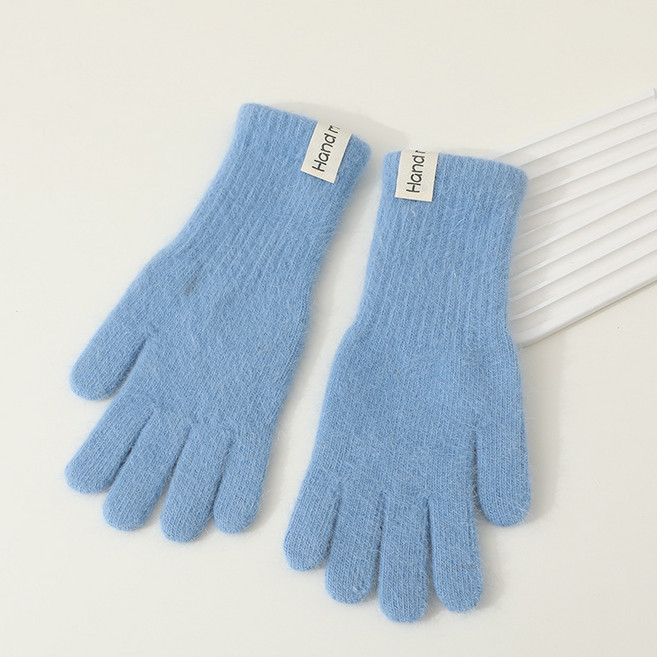 하임하이 겨울 니트 장갑 여성용 포근한 보송보송 토끼털 장갑