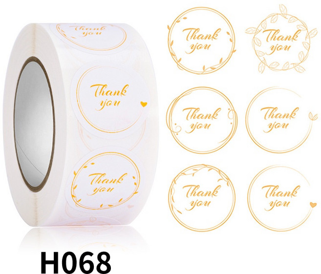 Thank You 花卉 主題貼紙 禮物貼紙 獎勵貼紙 2.5cm 500貼/卷, 1個, H068