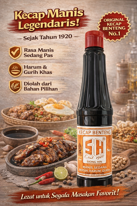 인도네시아 케찹 마니스 SH KECAP BENTENG MANIS SEDANG, 2개, 620ml