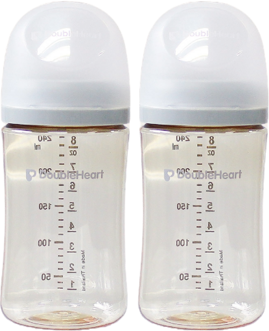 더블하트 모유실감 3세대 PPSU 노꼭지 젖병 트윈팩, 새벽그레이, 240ml, 2개