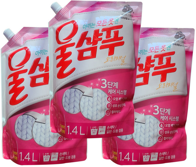 울샴푸 오리지널 울세제 리필, 1.4L, 3개