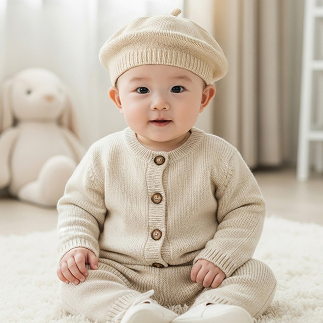 몽실이 프렌치 니트 베레모 유아 화가모자 가을 외출 악세사리 사진촬영