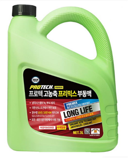 동진TFC 대림 프로텍 고농축 프리믹스 부동액 3L 레드 겨울철 필수품, 1개