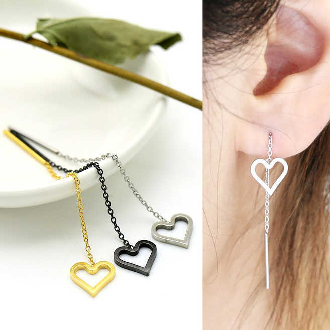 미다미 [2P] 라인하트롱 체인 드롭 스타일 피어싱 세트(써지컬스틸/도금)