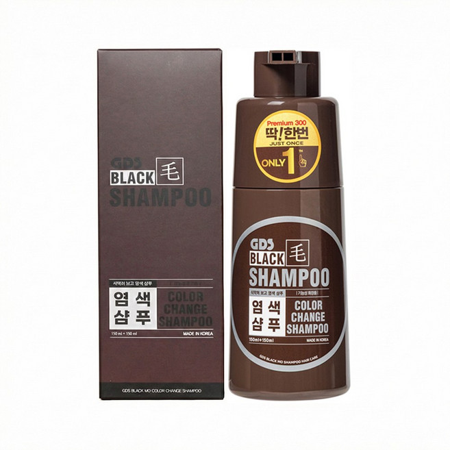 GDS 블랙모 딱한번 염색샴푸 300 직영(정품) 흰머리 새치커버 단백질 천연성분 탈모방지 염색샴푸, 1개, 300ml