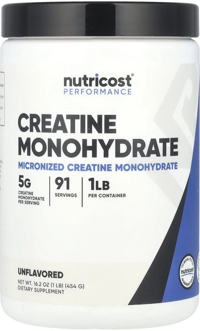 Nutricost 운동 능력 크레아틴 일수화물 무맛 454g(16.2oz), Nutricost운동능력크레아틴일수화물무맛454g162, 454g, 1개 - 쿠팡