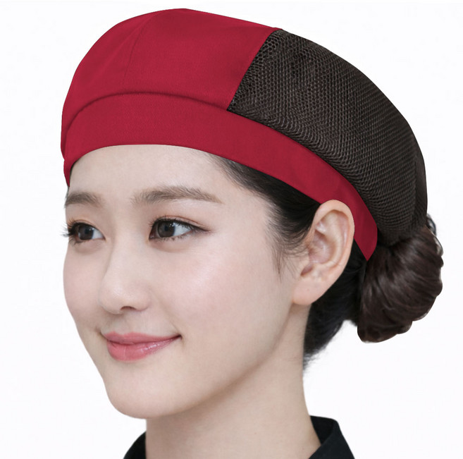 아그노 주방 베레모 위생 모자, 메쉬레드블랙, 1개