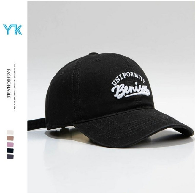CY LP® 三隻小熊刺繡棒球帽 韓版男女同款軟頂鴨舌帽 黑色棉質 55-60公分