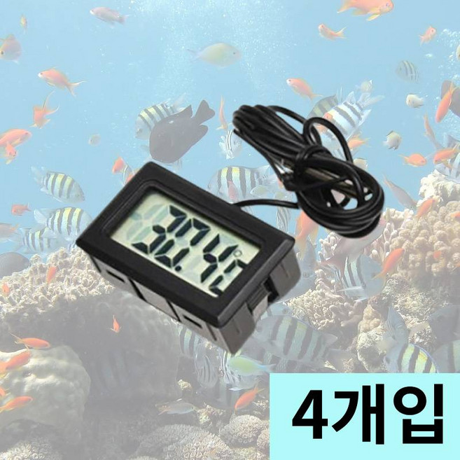 가자코리아 센서 냉장고 어항 수조 방수 LCD 수족관 온도계, 4개