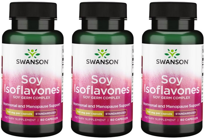 스완슨 Swanson 소이 이소플라본 750mg 60캡슐 X 3통 우먼 대두 이소플라본, 60정, 3개